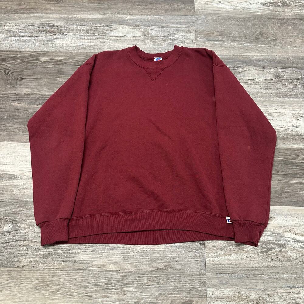 Vintage Russell Athletic Red Mens XL Blank Crewneck USA Made Sweatshirt 80s